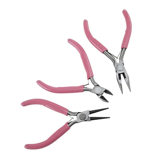 Pink 3-Step Wire Looping Pliers Concave Pliers from 1.5mm~5.5mm