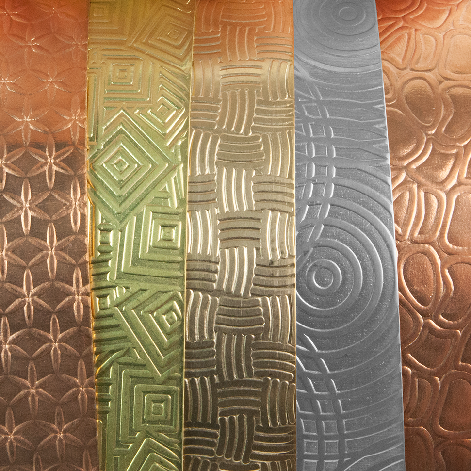 Textured Copper 24 Gauge Sheet Metal 2.5 X 12 Basket Weave Criss Cross  Patchwork Pattern Solid Copper Sheet Metal 65 