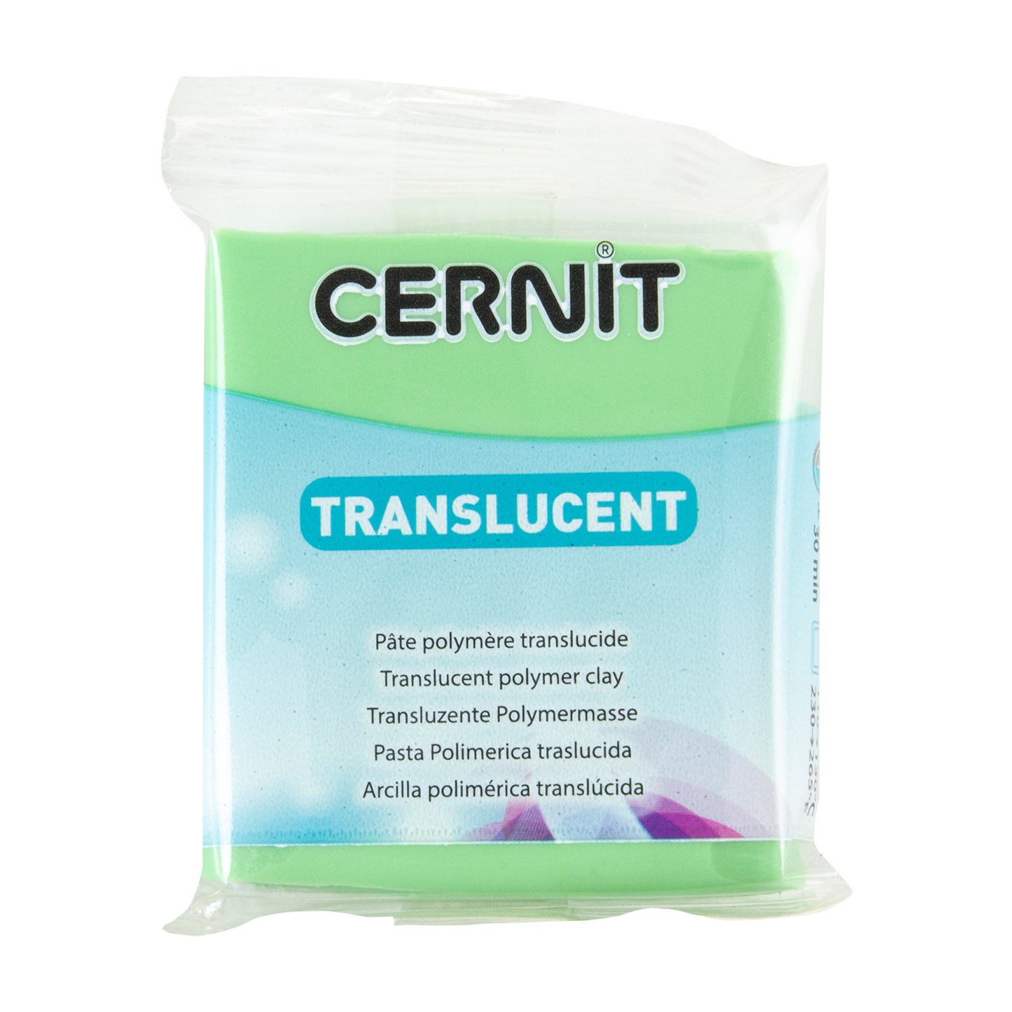 Cernit Translucent Polymer Clay - Lime Green 2oz (56g) block