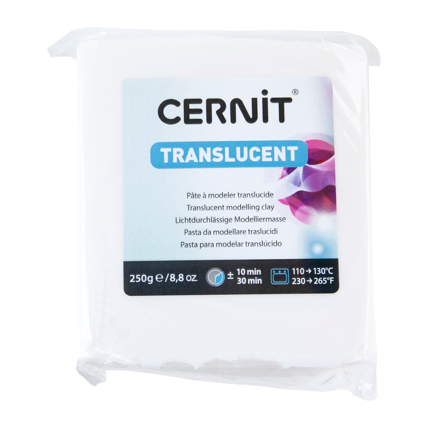 Cernit Translucent Polymer Clay - Translucent White 8.8oz (250g) block