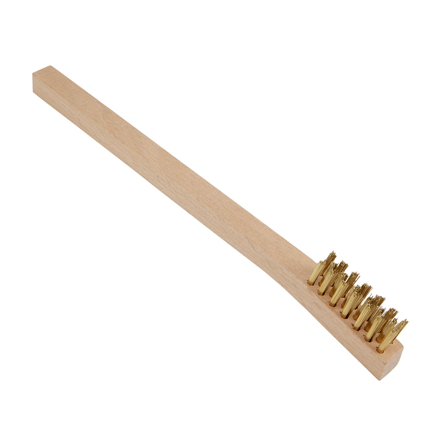 Brass Brush - Toothbrush Style
Long handled brass brush for burnishing silver clay. 3 rows of 1/2" long fine bristles. Head is 1-1/2" x .25". Oak handle.