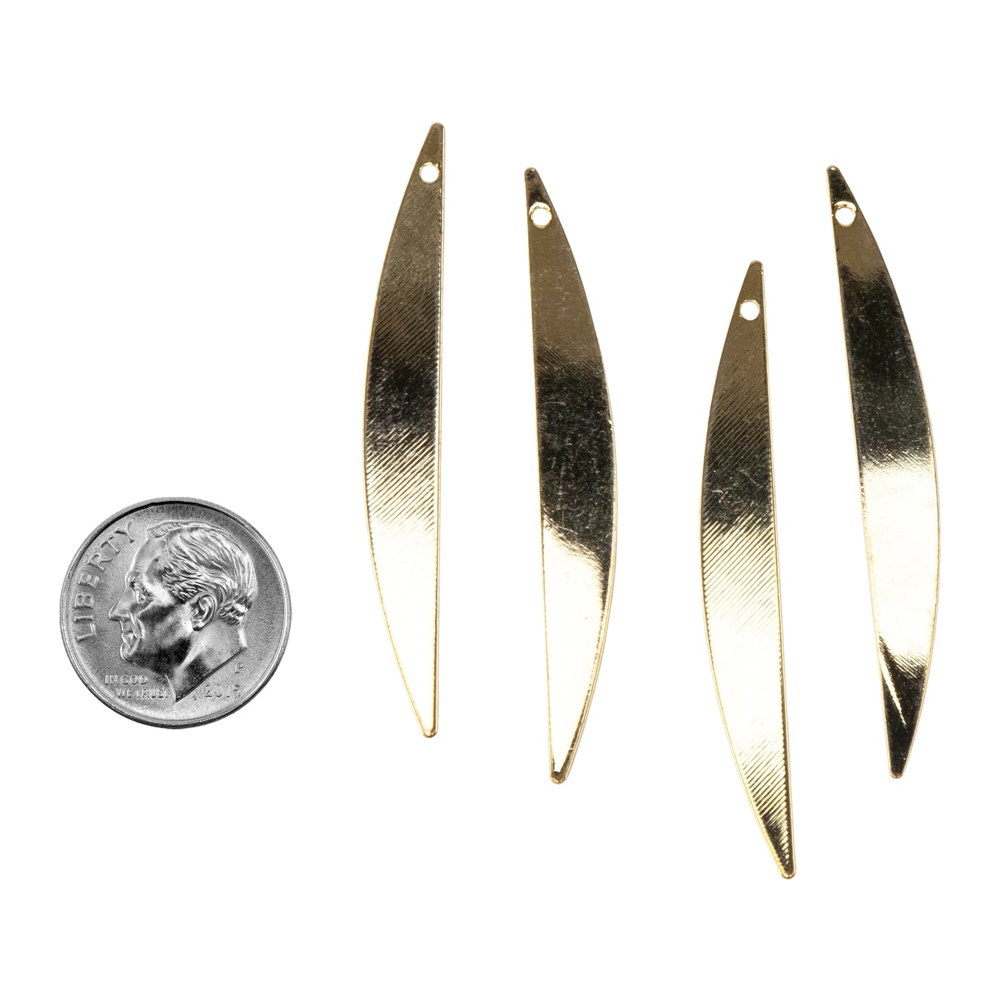 Brass Pendants - Long Blade - 18k Gold Plated - Pkg/4