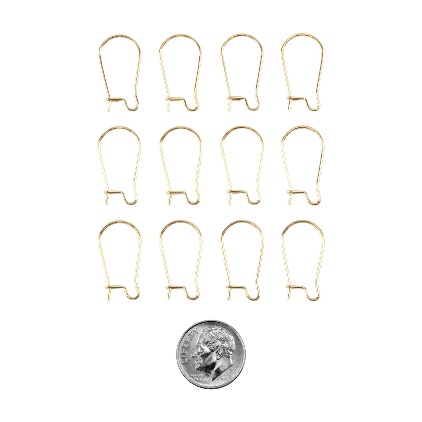 Stainless Steel Hoop Earwires - Golden Bronze Color - 6 Pairs with dime