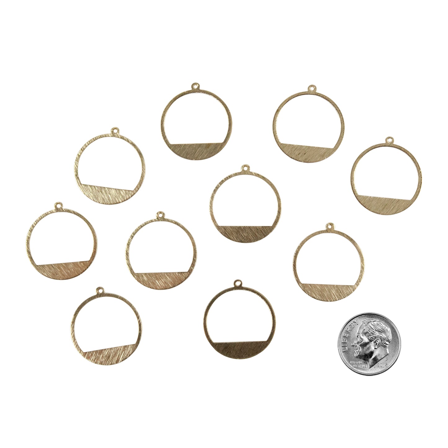 Brass Pendants - Ring - Pkg/10 with dime