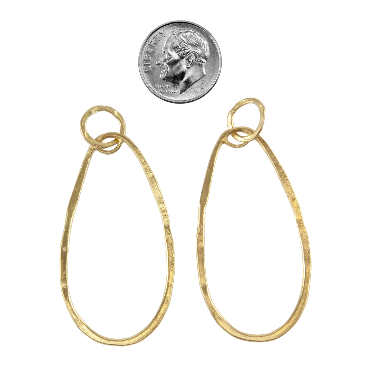 Brass Pendant - Drop Oval - Pkg/2 with dime