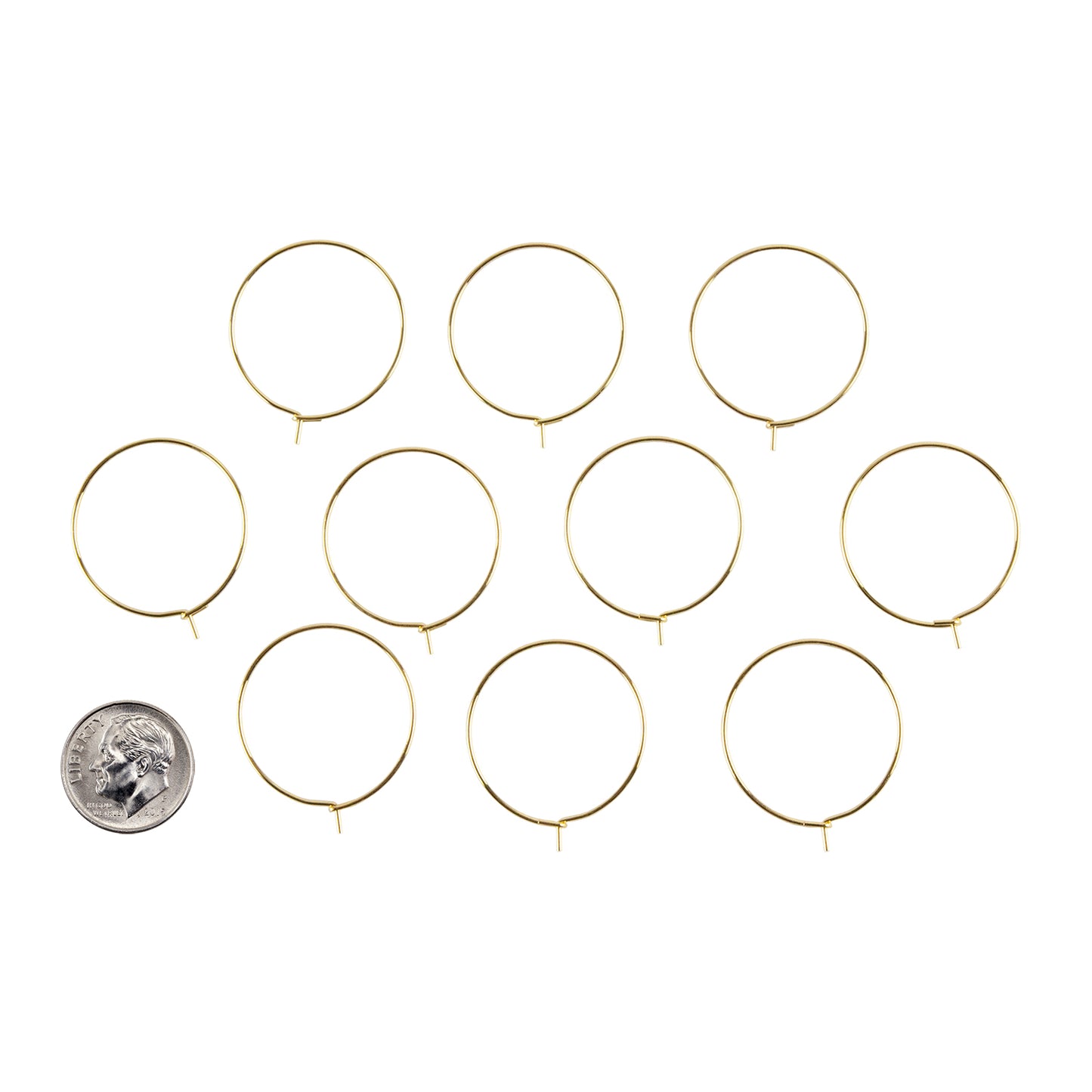 Stainless Steel Hoop Pendant / Wine Glass Charm - Circle - Pkg/10 with dime