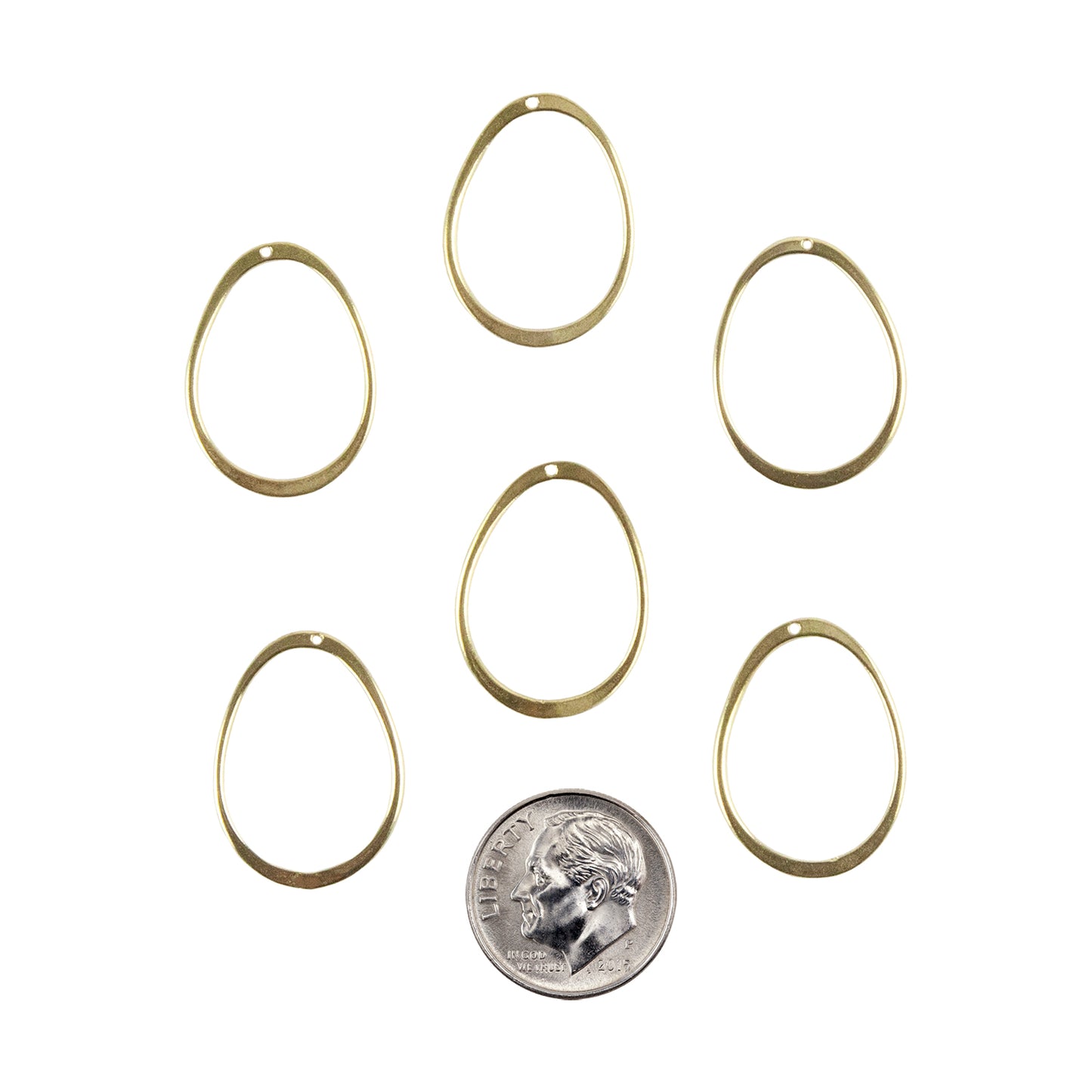 Brass Pendants - Organic Oval - Pkg/6 with dime