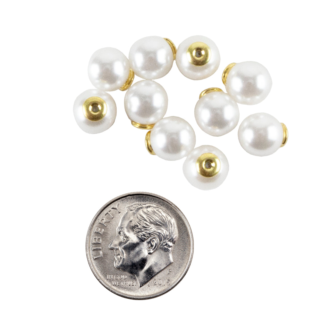 Pearl Ear Nuts with Golden Tone Brass Finding - Pkg/10 with dime