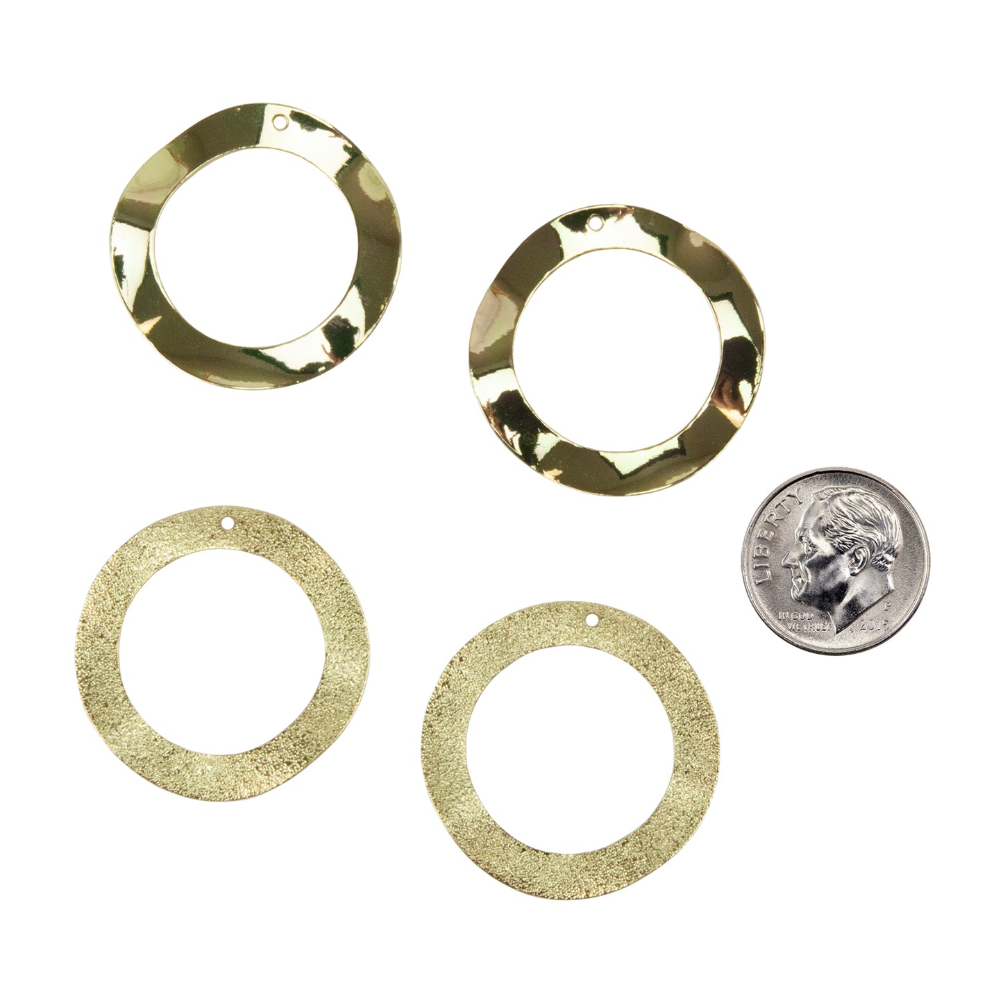 Brass Pendants - Bumpy Ring - Pkg/4 with dime