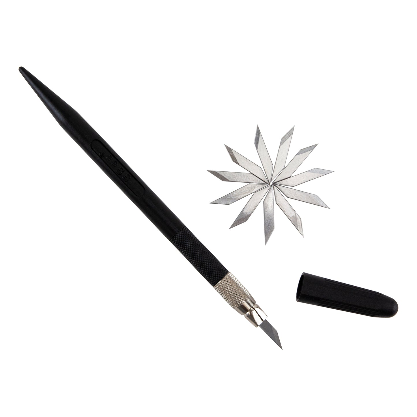 Carving Knife with 12 Blades
Lightweight handle with easy-change blade system. Use this knife for carving, sculpting or cutting clay. Comes with 12 blades so you always have spares when you need one. 