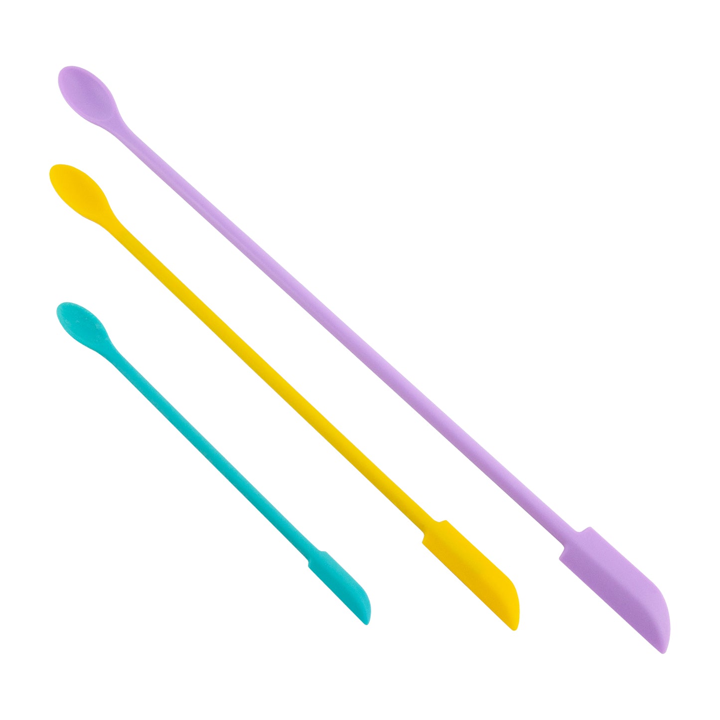 pastel colored Doubled Ended Spatula and Mixing Spoons - 3 Piece
Set of 3 double ended silicone spatula and mixing spoons. Flexible silicone allows you to mix and scrape with little waste of your product. Perfect to get out that last bit of product out of the jar!
6", 9-1/4", and 12" lengths