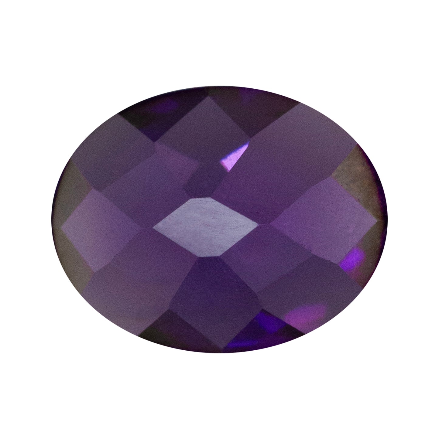 Cubic Zirconia - Amethyst - Cabochon Oval - Checkerboard
