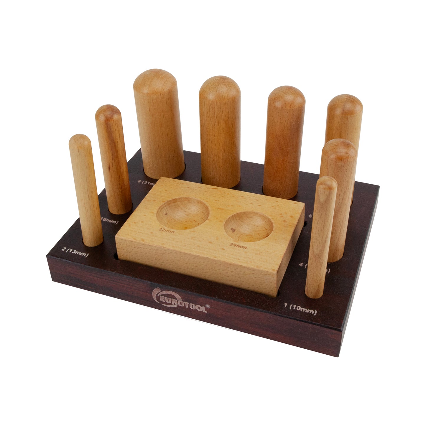 Dapping Punch Set - Wooden - 8 Pcs with Block & Stand