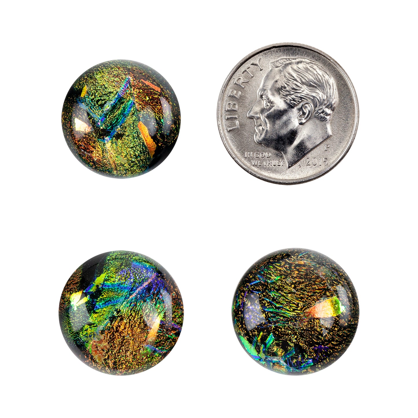 Dichroic Cabochons - Gold Medium - 12mm to 16mm with dime