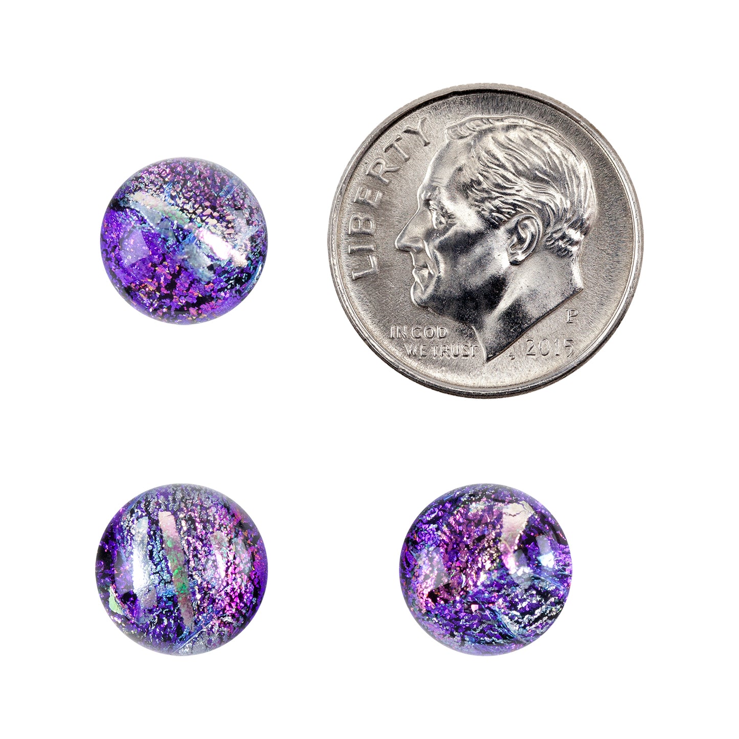 Dichroic Cabochons - Pink Small - 6mm to 10mm with dime