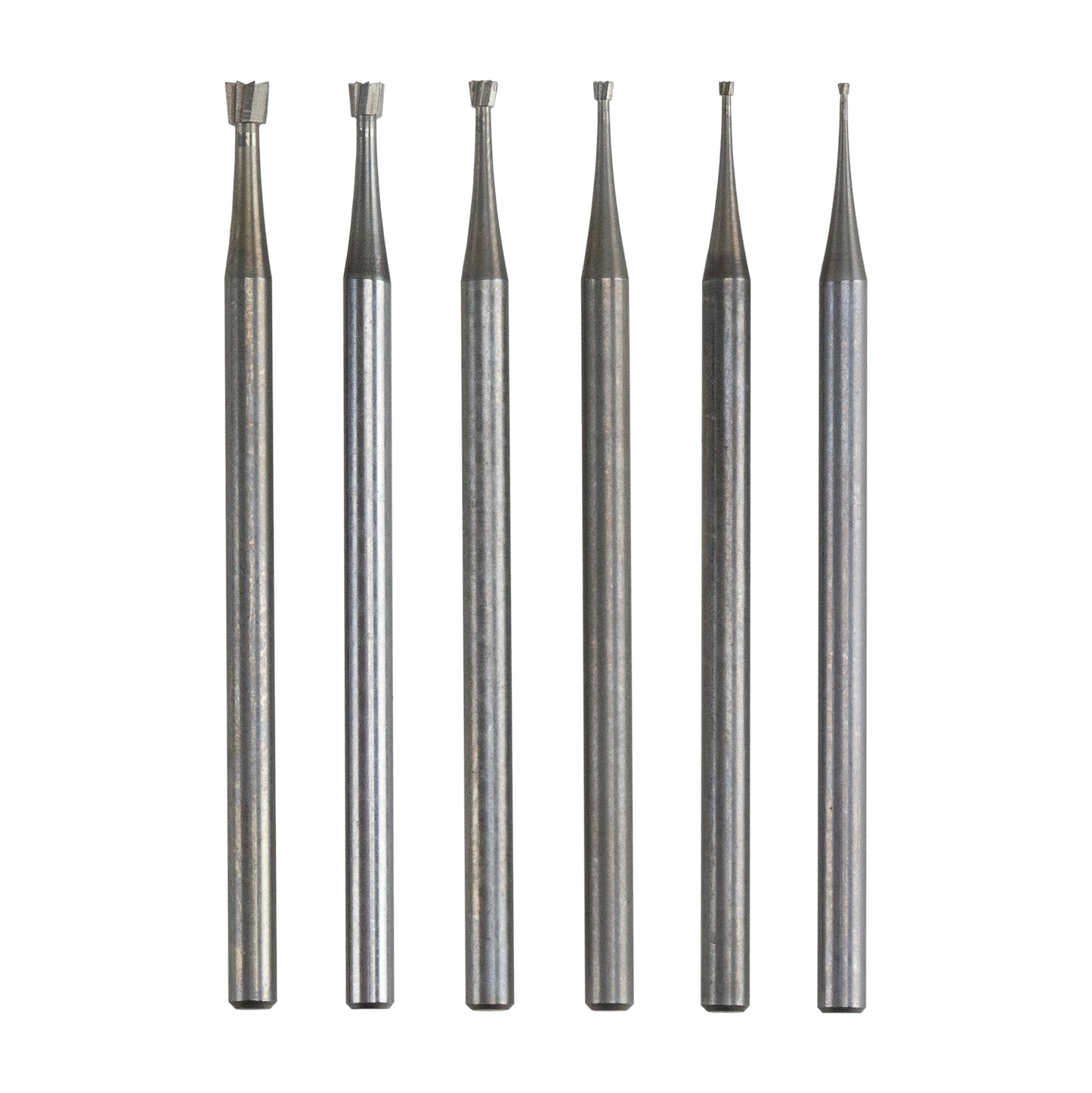 Inverted Cone Drills
Made of the finest European-milled Vanadium steel for long life and accuracy. All burs are total length of 44.5mm with 3/32 -2.35mm- shanks for quick-change handpieces. Our burs are the finest in quality at very reasonable prices.
Set of 6 drills includes one of each size: 023, 018, 014, 010, 008, 006.