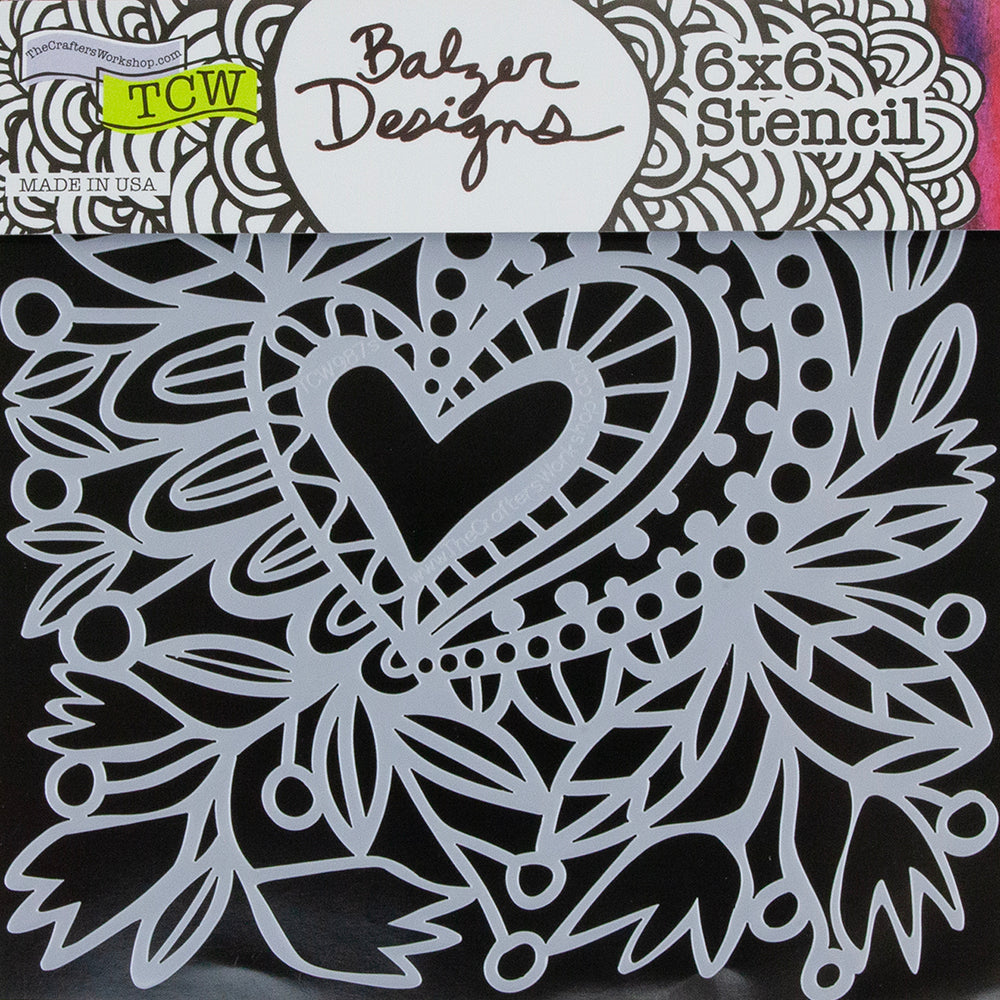 Design Stencil - Botanical Hearts Enhance your enamel with our Design Stencils for Enameling. Add flair and dimension to your enamel creations. Easy to clean and reuse! Emboss clay to create texture. Stencil is 6" x 6" Made in the USA