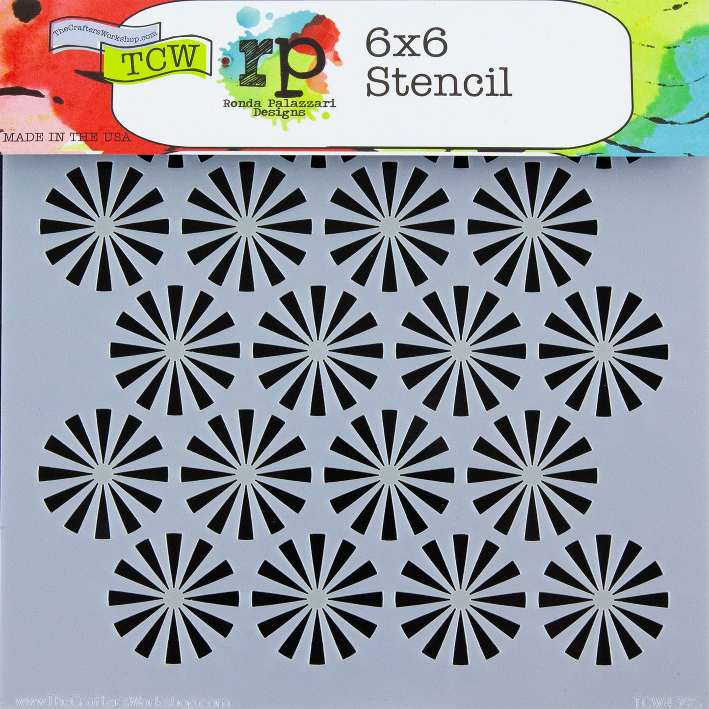 Design Stencil - Retro Bursts Enhance your enamel with our Design Stencils for Enameling. Add flair and dimension to your enamel creations. Easy to clean and reuse! Emboss clay to create texture. Stencil is 6" x 6"
