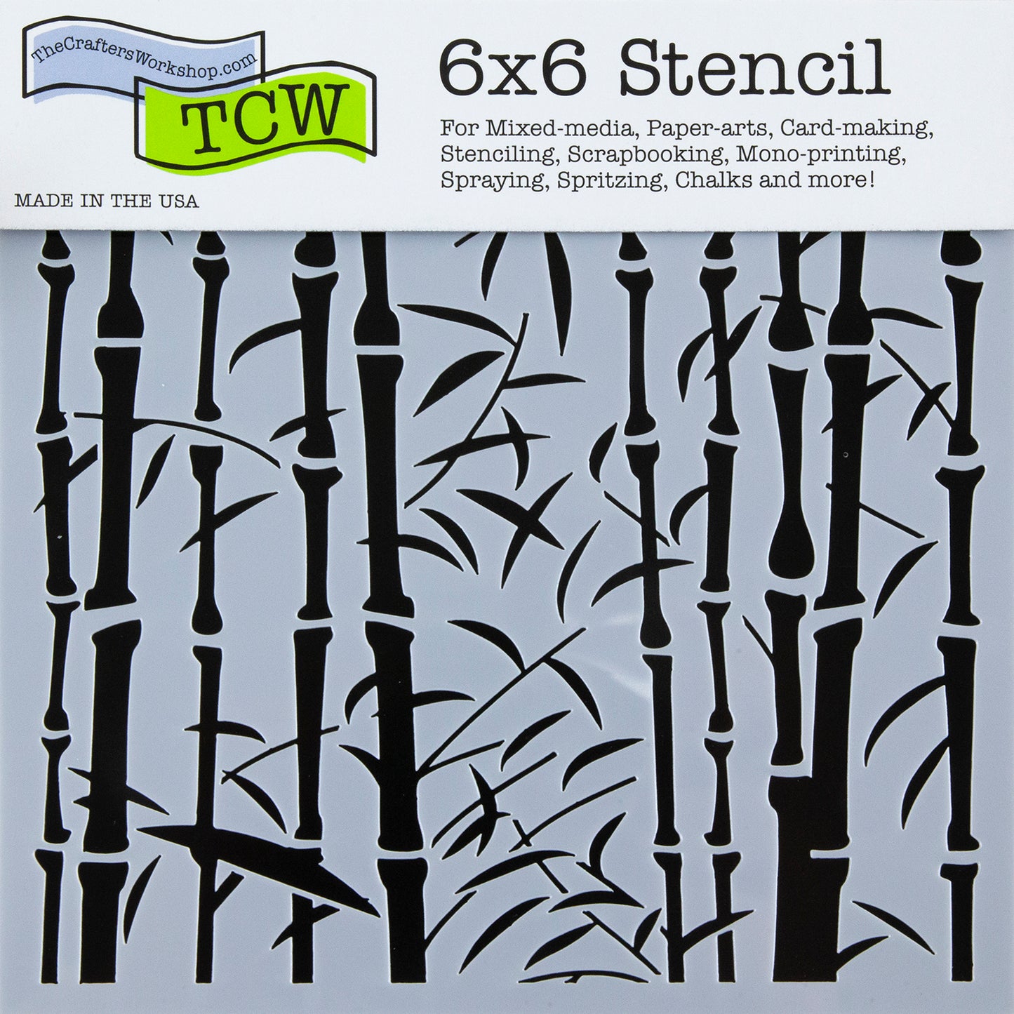 Design Stencil - Bamboo Enhance your enamel with our Design Stencils for Enameling. Add flair and dimension to your enamel creations. Easy to clean and reuse! Emboss clay to create texture. Stencil is 6" x 6"