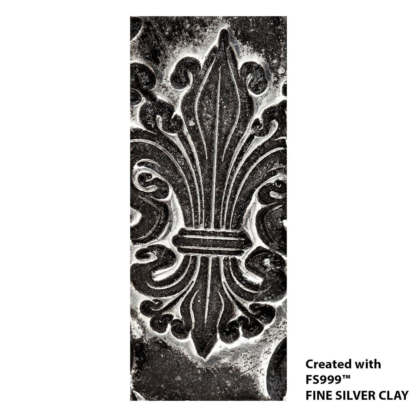 silver sample of Long Mega Texture Tile - Bold Fleur de Lis