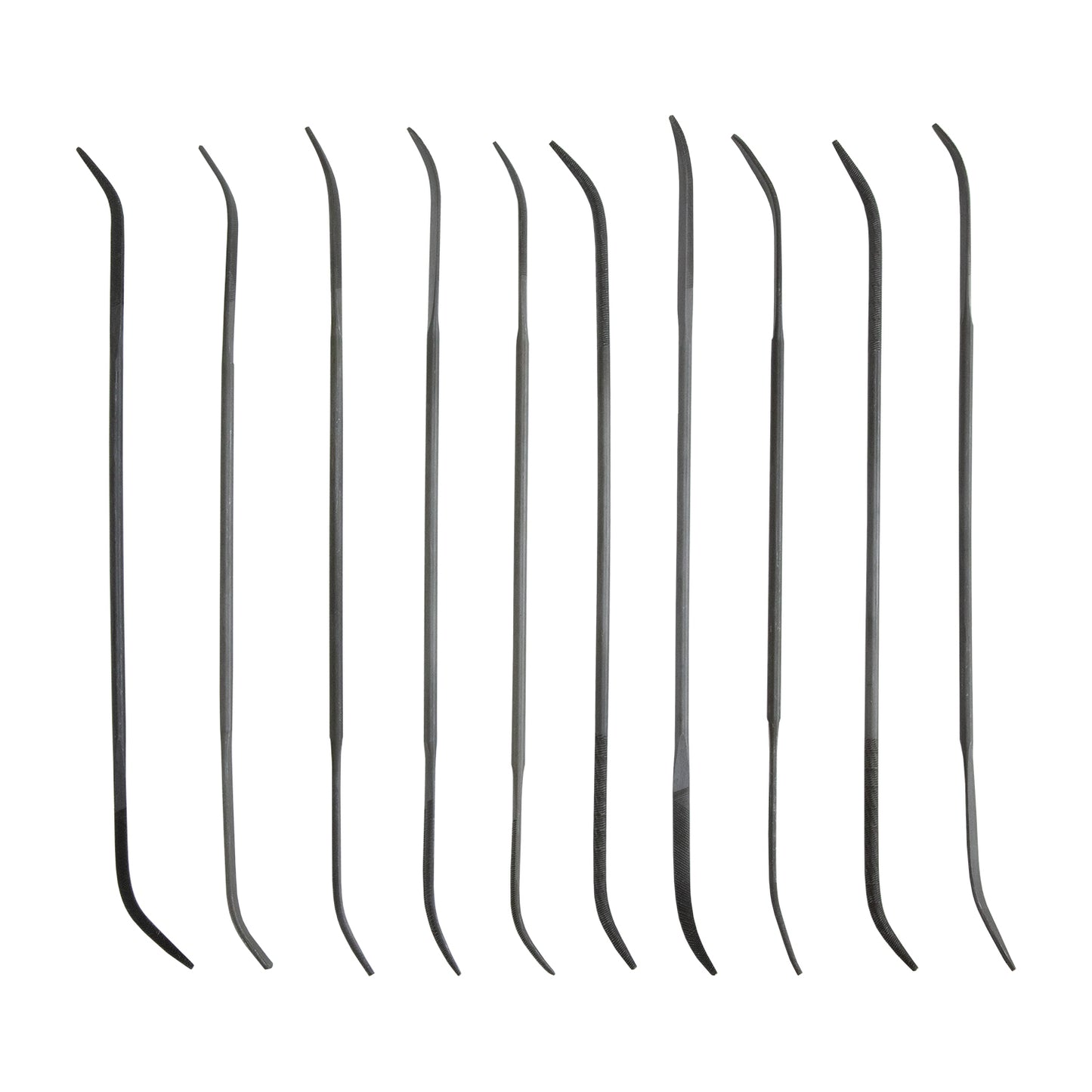 Double-Ended Riffler File Set
10 piece double-ended riffler set. This economy set of riffler files includes ten files in a variety of double-ended shapes and profiles, maximizing the available cutting area of the files; the set ensures you have the file shape you need for all of your jewelry designs. Use these files to form and shape edges and contours and refine hard-to-reach areas and contoured surfaces. Comes in a vinyl pouch.