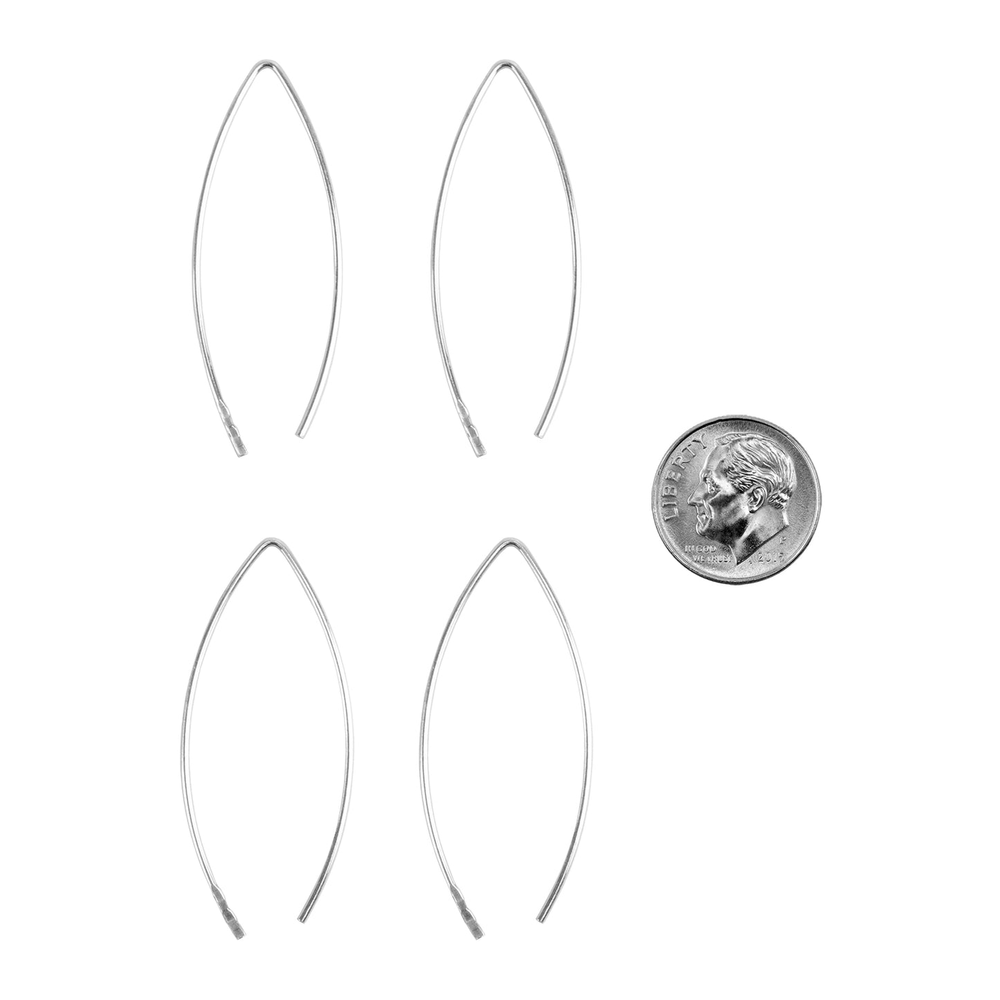 Embeddable Fine Silver "V" Earwires long