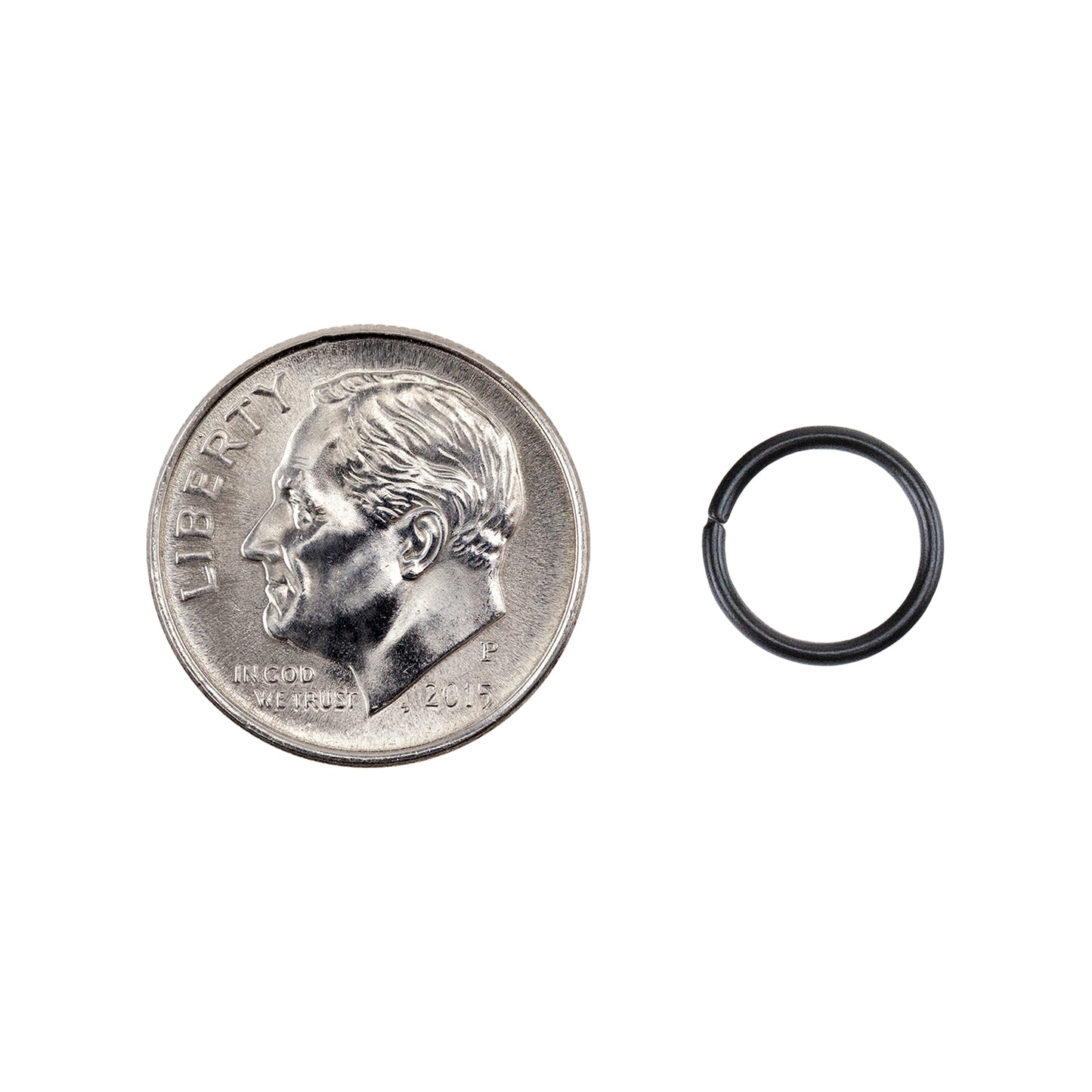 Colored Open Jump Rings - Black - Round 10mm 18 gauge - with dime