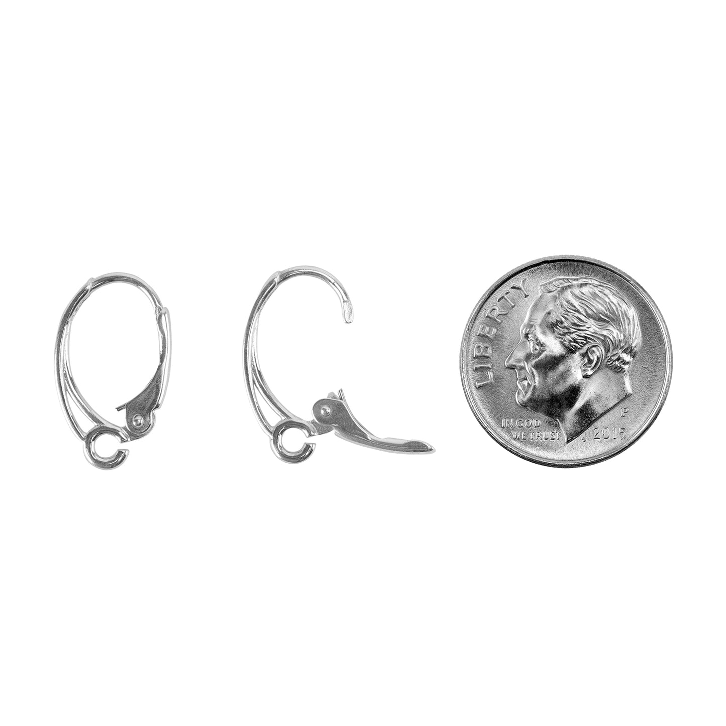 Sterling Silver Earrings - Lever Back w/ Open Ring - 1 Pair with dime