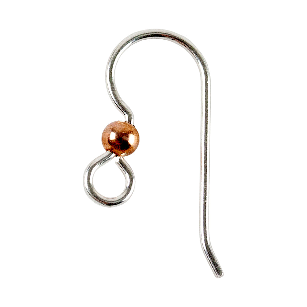 1 Pair Ball End Earring Wire Fish Hook Wire in Sterling Silver, Jewelry  Making Supplies 