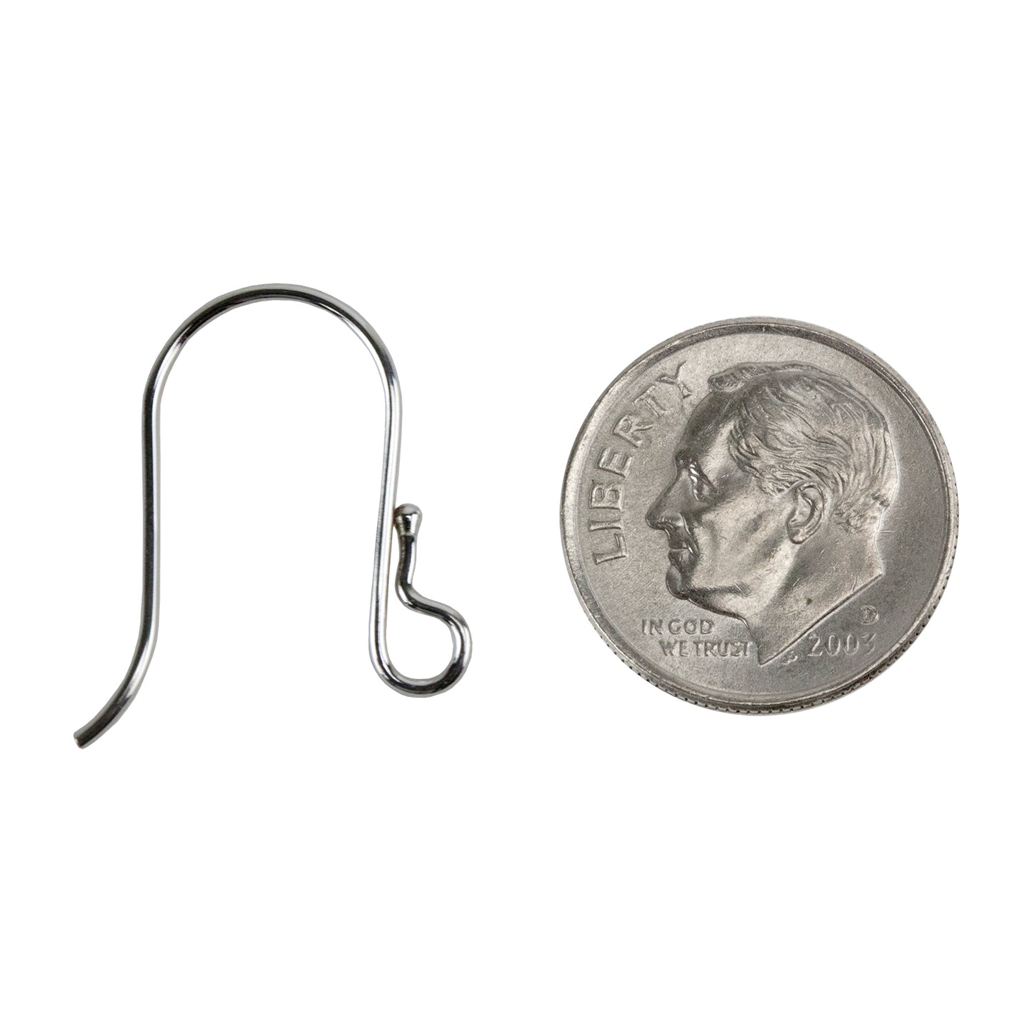 Sterling Silver Earwires - 21mm w/1.5mm Bead - Pkg/4 with dime