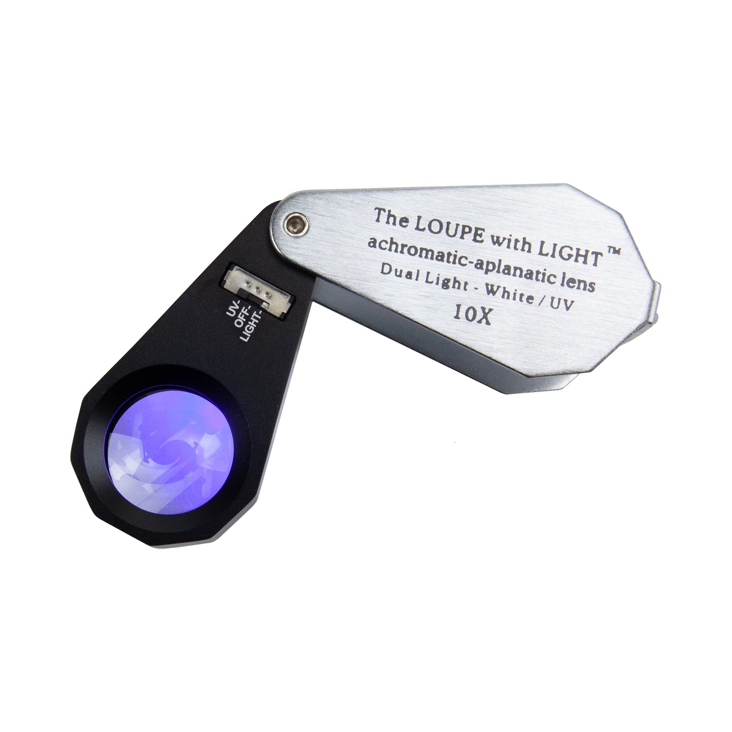 Triplet 10X Lighted Loupe
Use to inspect gems, surfaces and details. 10X loupe is standard for gemstone clarity and color grading. The bright white light source is switchable to UV light for gem grading and identification.