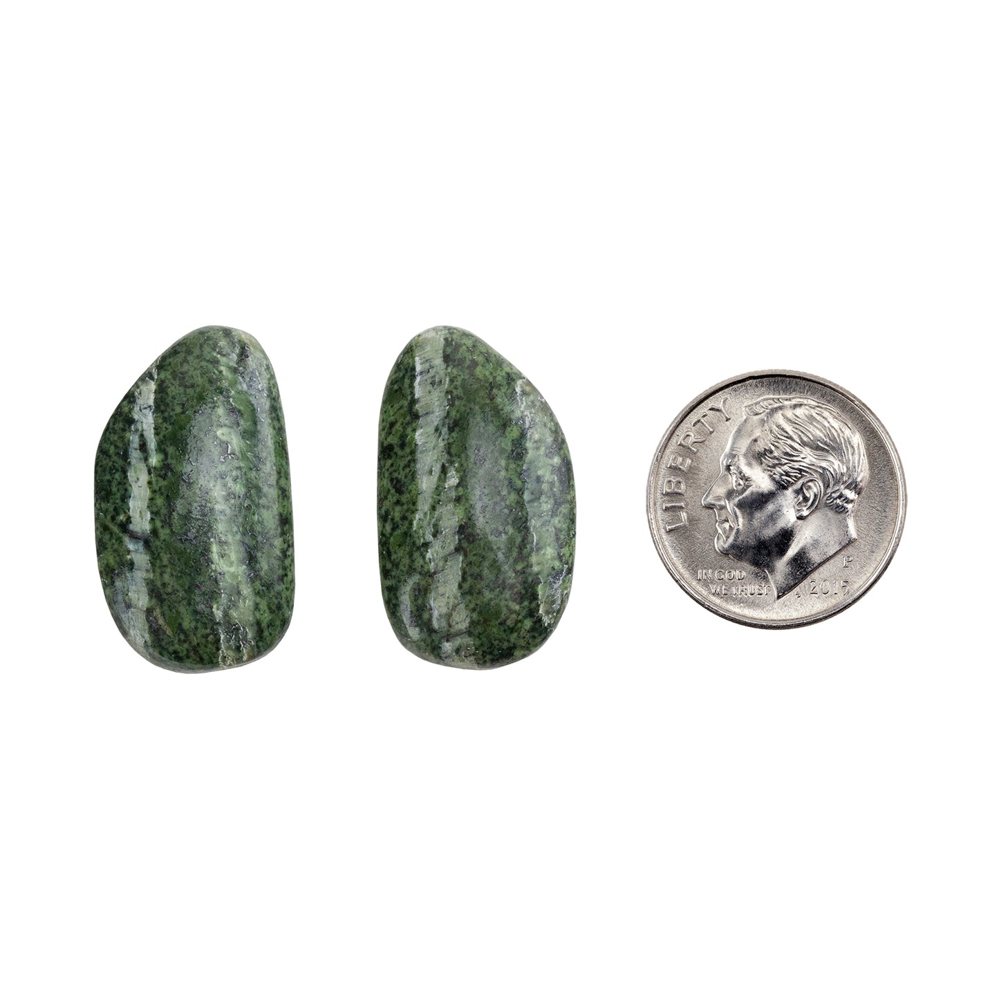 Chrysotile Serpentine - Freeform Cabochon Matched Pair 24mm x 13mm with dime