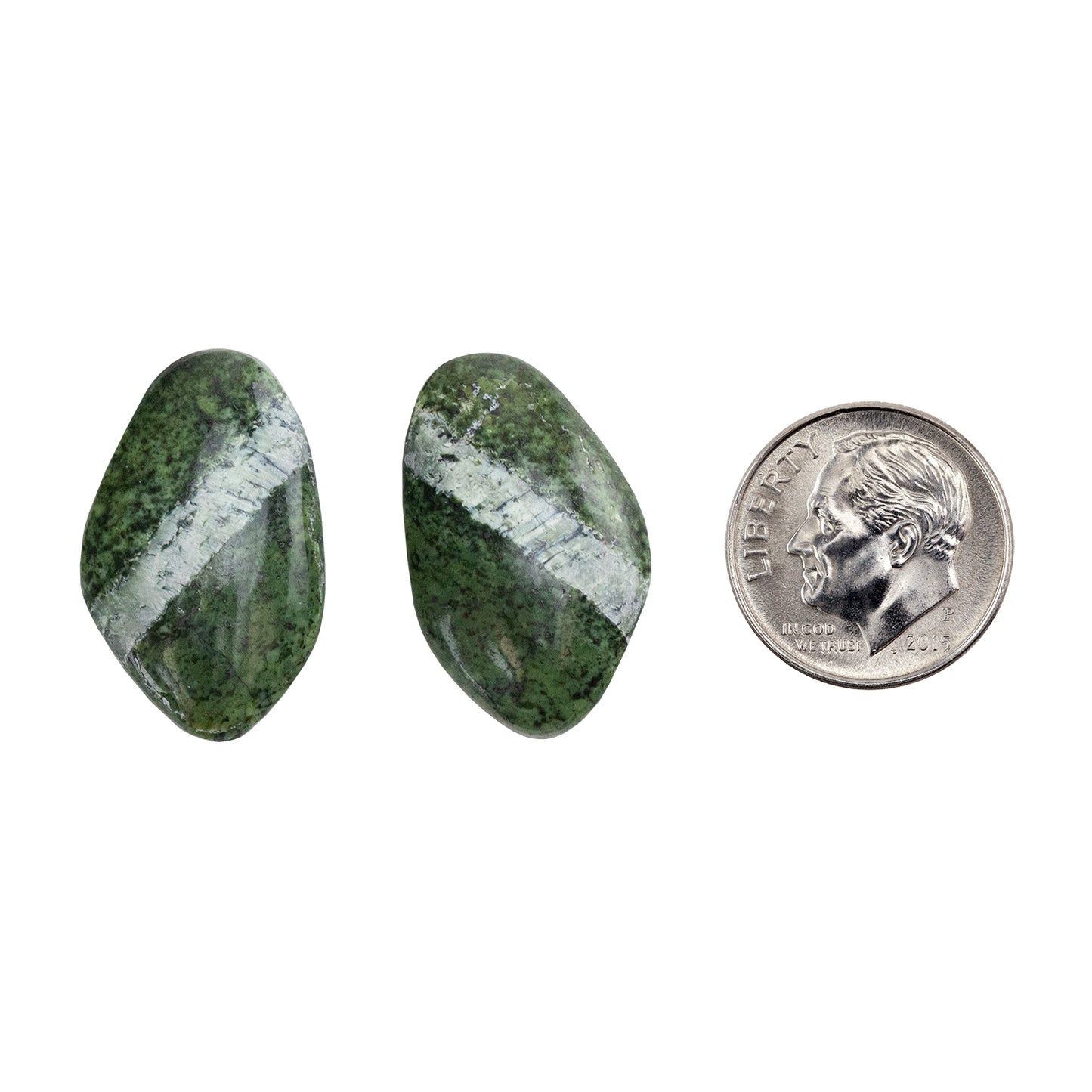 Chrysotile Serpentine - Freeform Cabochon Matched Pair 24mm x 15mm with dime