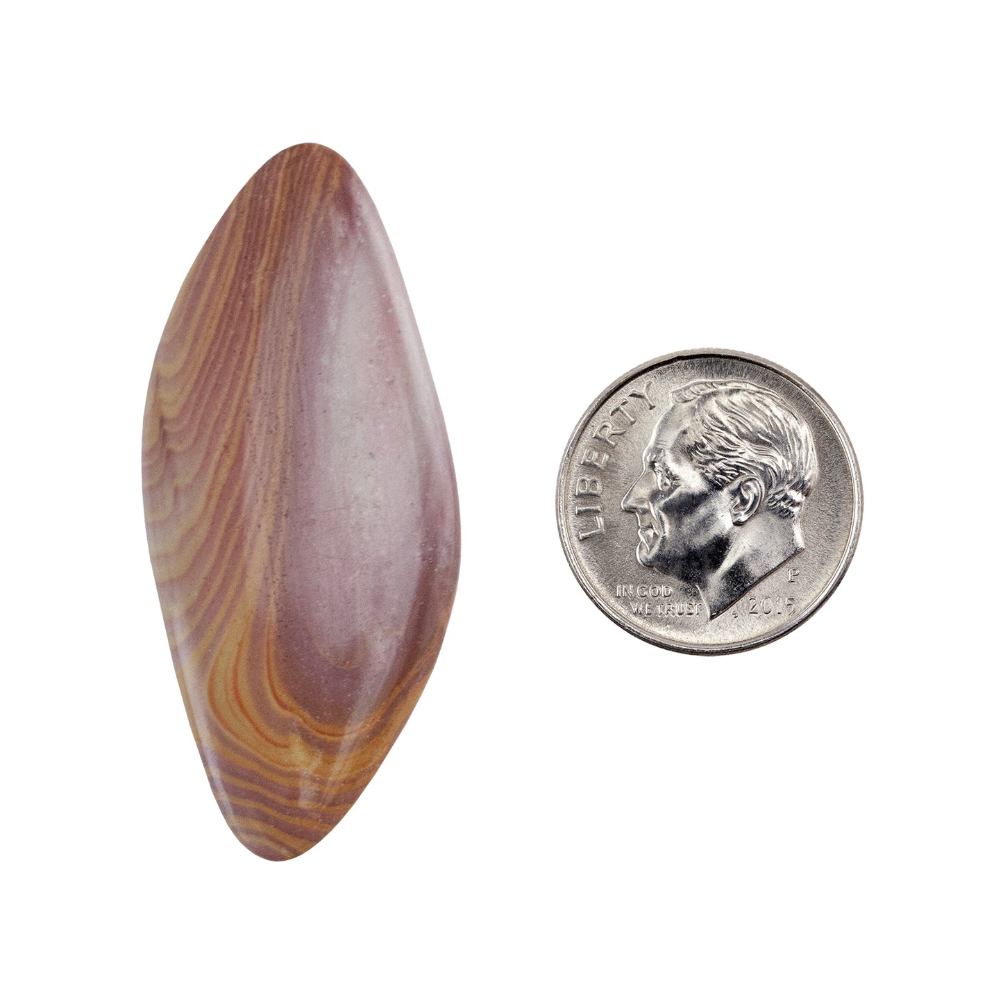 Rainbow Hickoryite - Freeform Cabochon 42mm x 18mm - Pkg/1 with dime