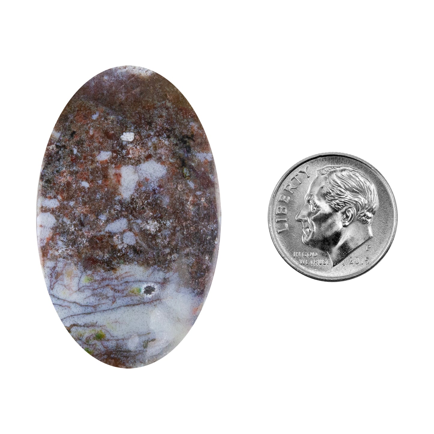 Opalwood - Oval Cabochon 41mm x 24mm - Pkg/1 ith dime