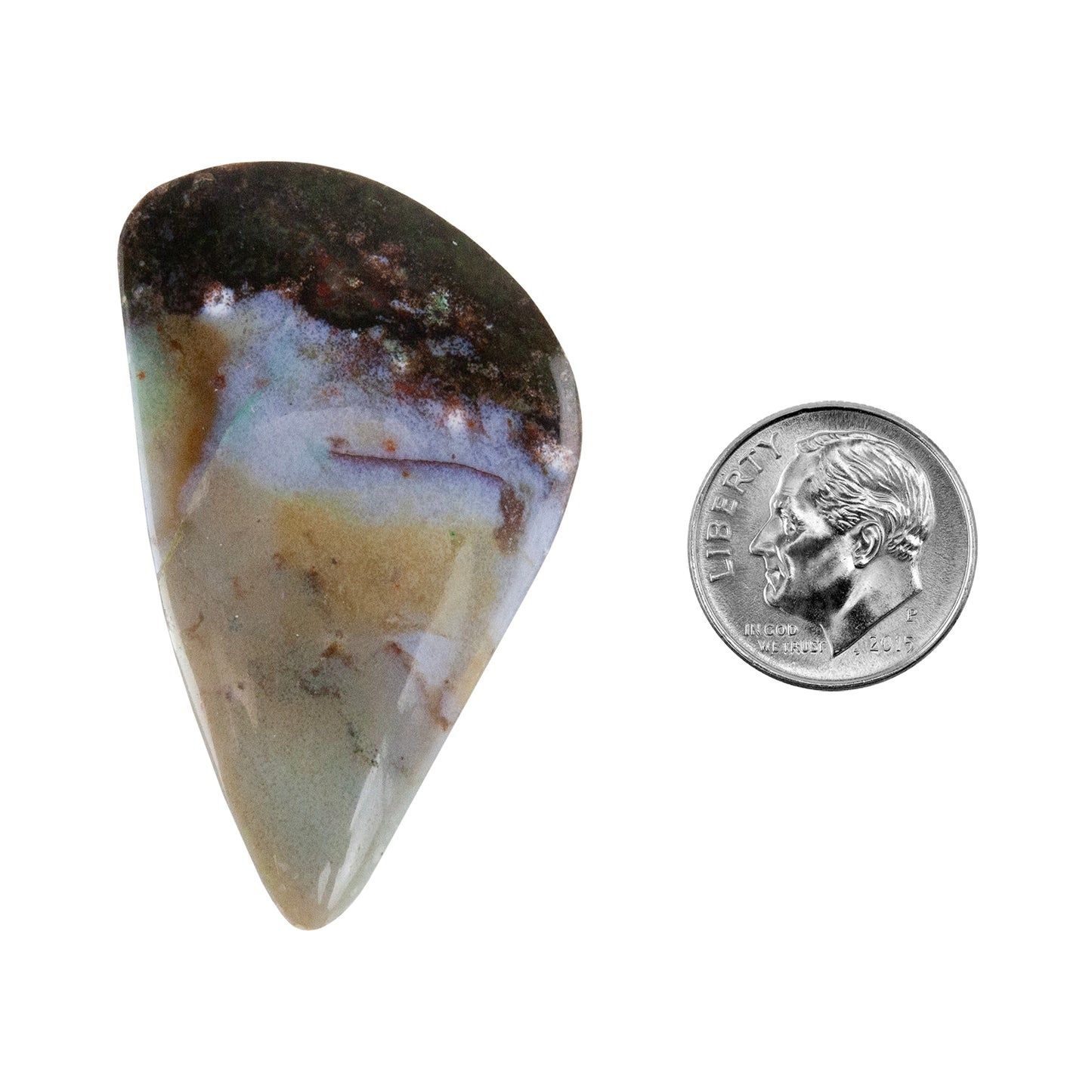 Opalwood - Freeform Cabochon 46mm x 26mm - Pkg/1 with dime