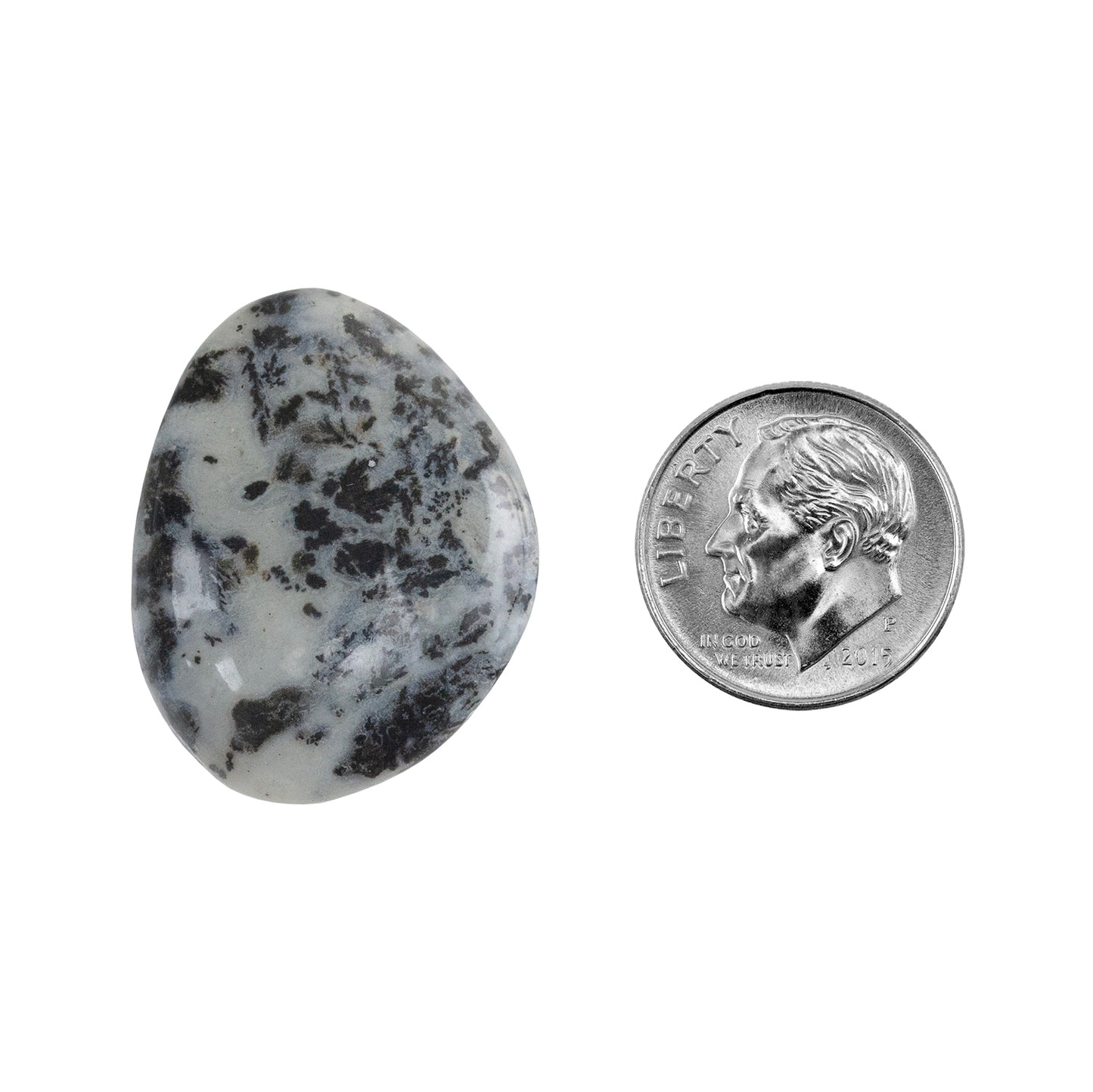 Dendritic Agate Gemstone - Freeform Cabochon 28mm x 21mm - Pkg/1 with dime