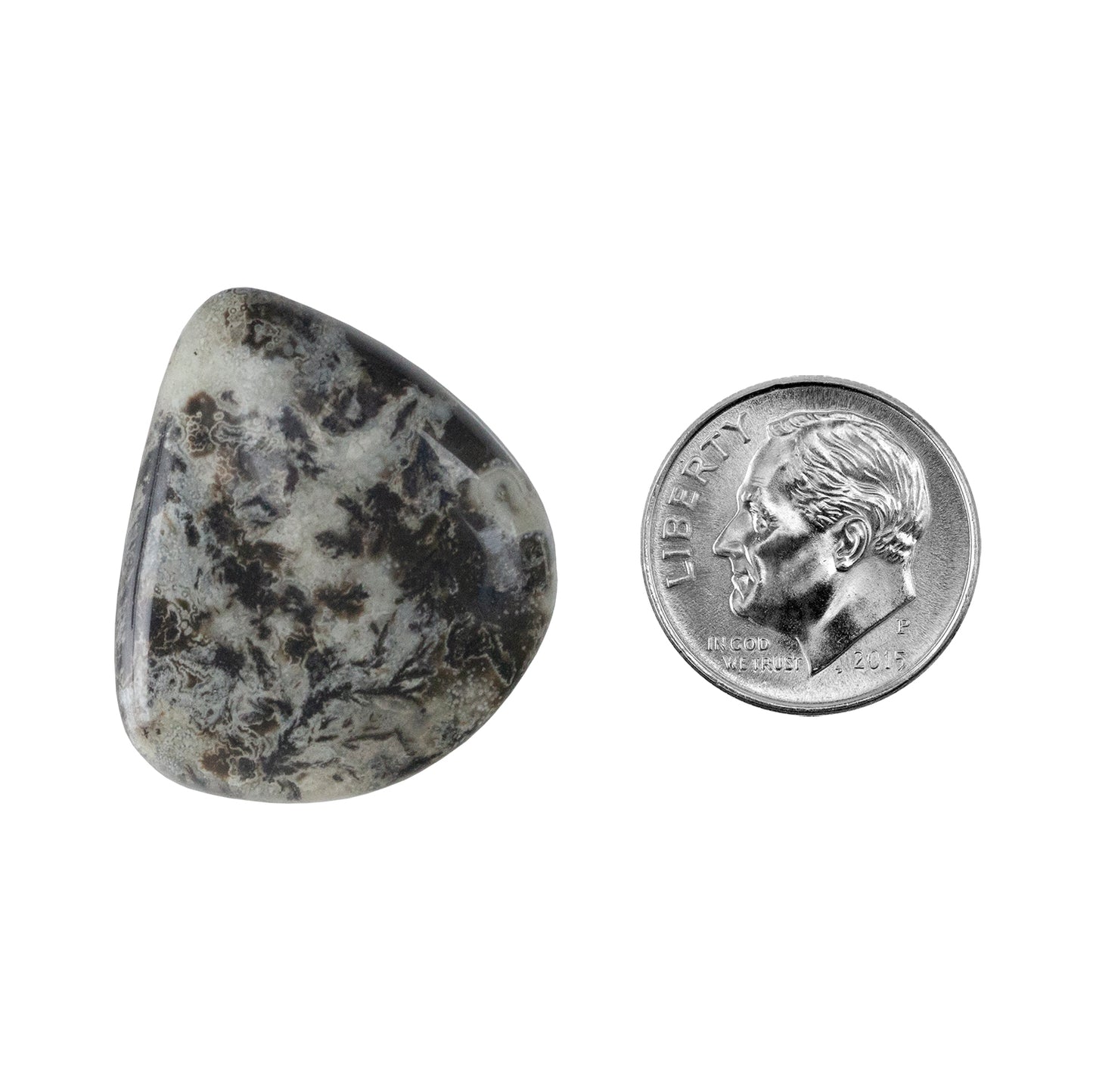 Dendritic Agate Gemstone - Freeform Cabochon 26mm x 22mm - Pkg/1 with dime