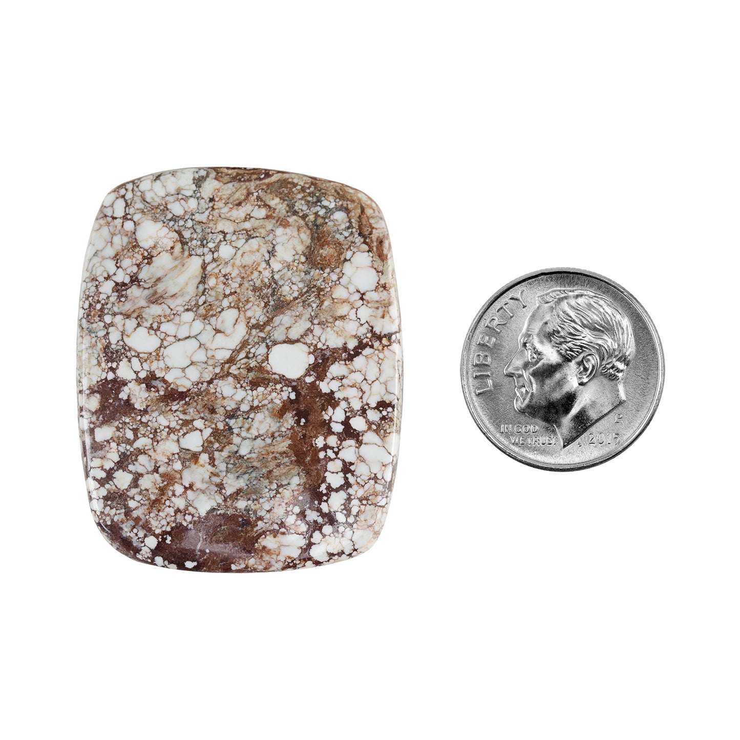 White Buffalo Gemstone - Freeform Cabochon 35mm x 28mm Pkg/1 with dime