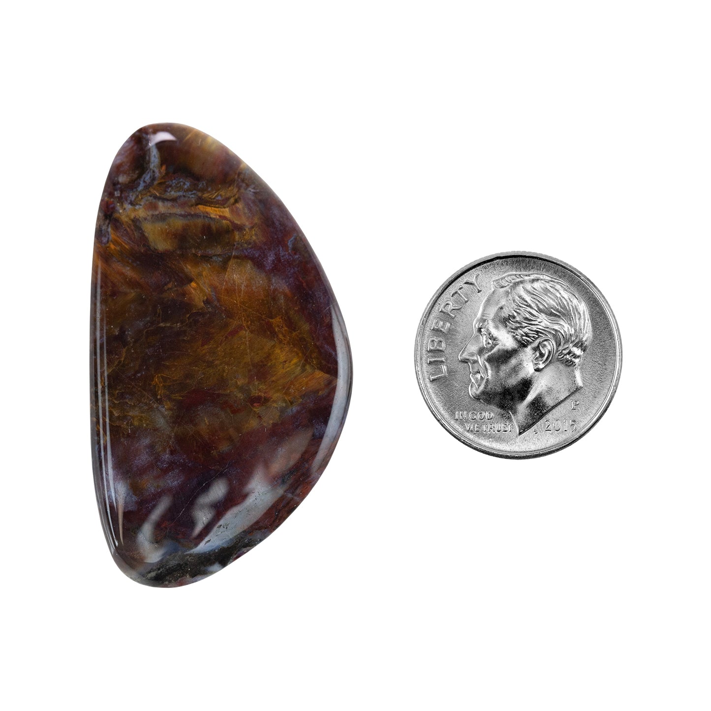 Pietersite Gemstone - Freeform Cabochon 40mm x 22mm Pkg/1 with dime