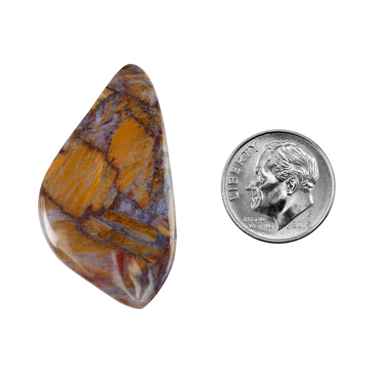Pietersite Gemstone - Freeform Cabochon 38mm x 21mm Pkg/1 with dime