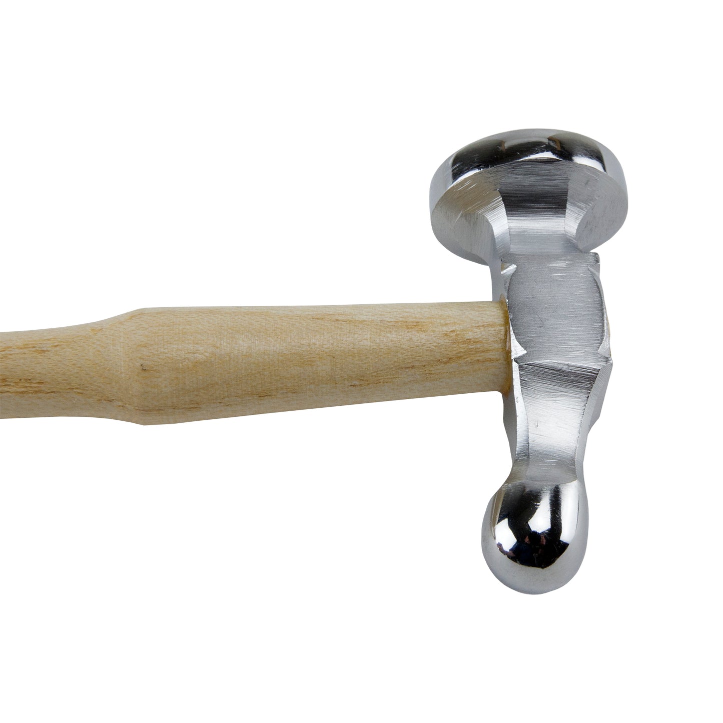 Chasing Hammer - Weighted 4 oz
This "German Style" chasing hammer is a high quality tool. The handle is hardwood featuring a wedge and oblong hold to keep the head from turning. The large face is flat and the pein side is slanted for better ergonomics when striking metal. This is a more popular style with European silversmiths, and preferred by many worldwide. The head is high grade stainless steel which has been case-hardened for long life.
