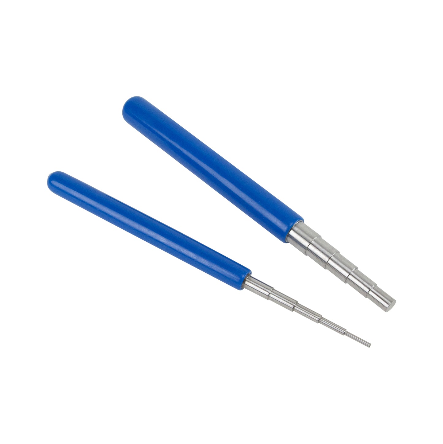 Wire Wrapping Mandrel - Set of 2
Use to wrap wire for consistent sizing.
These stepped mandrels help you create consistently sized loops, time after time. Both stainless steel mandrels have non-slip PVC handles.