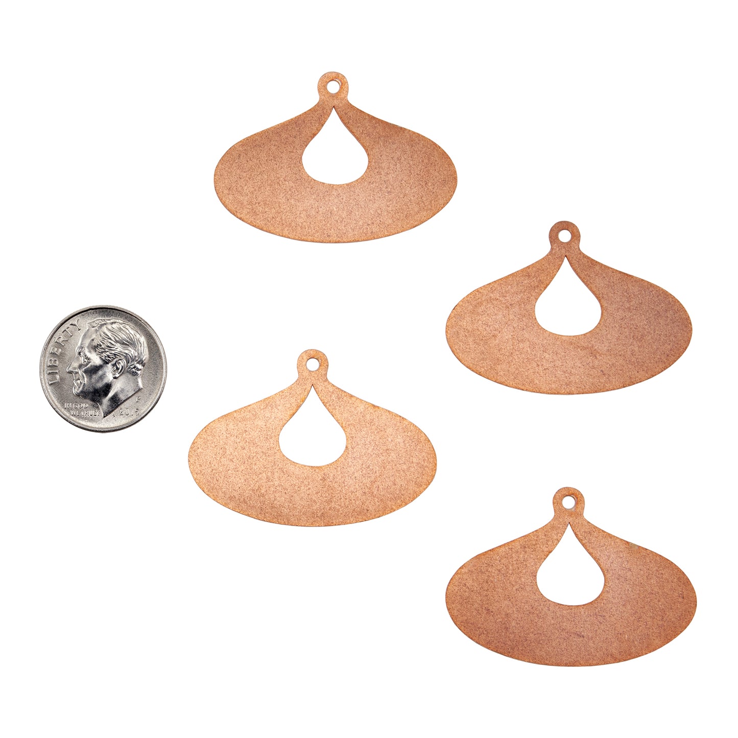 Copper Blanks - Open Fat Drop - Pkg/4 with dime