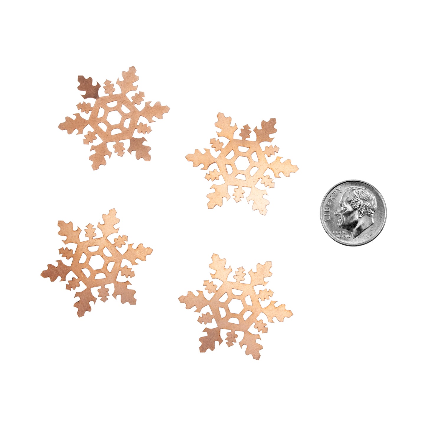 Copper Blanks - Snowflake - Pkg/4 with dime