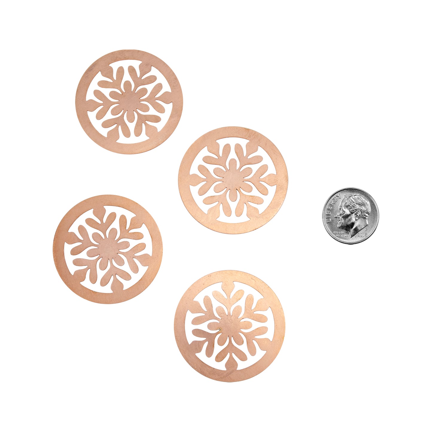 Copper Blanks - Enclosed Snowflake - pk/4 35mm with dime
