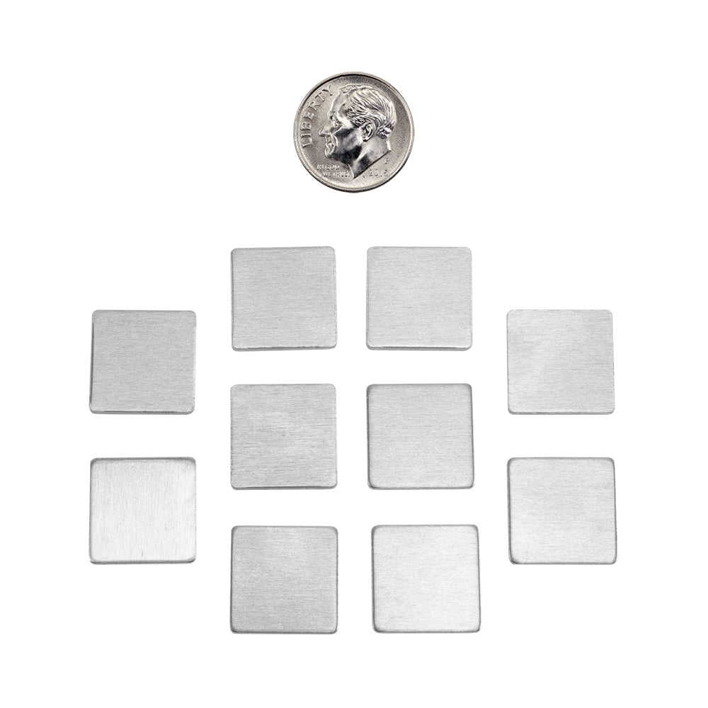 10 Rounded Square Aluminum Blanks with dime