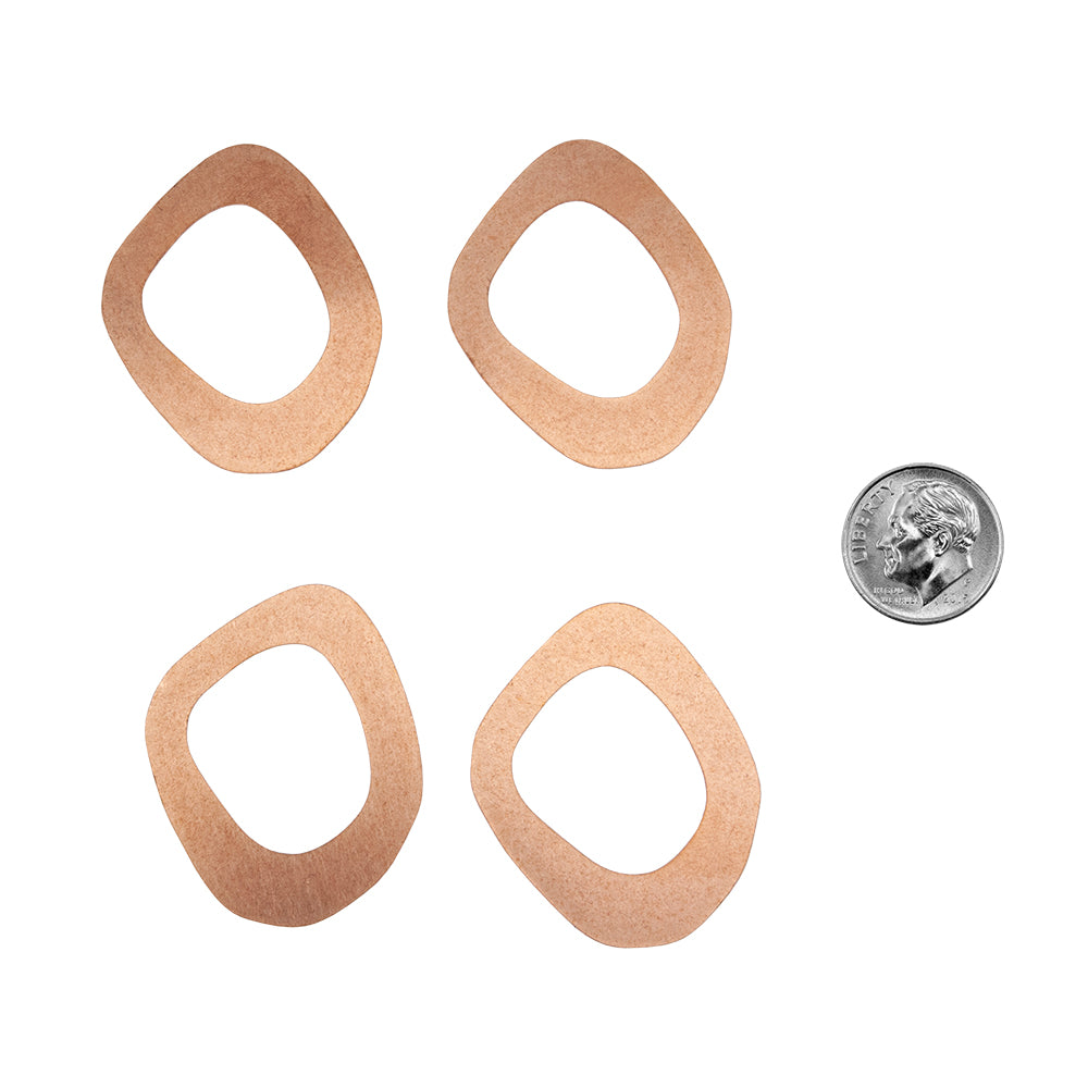 Copper Blanks - Open Imperfect Cushion 40mm - Pkg/4 with dime
