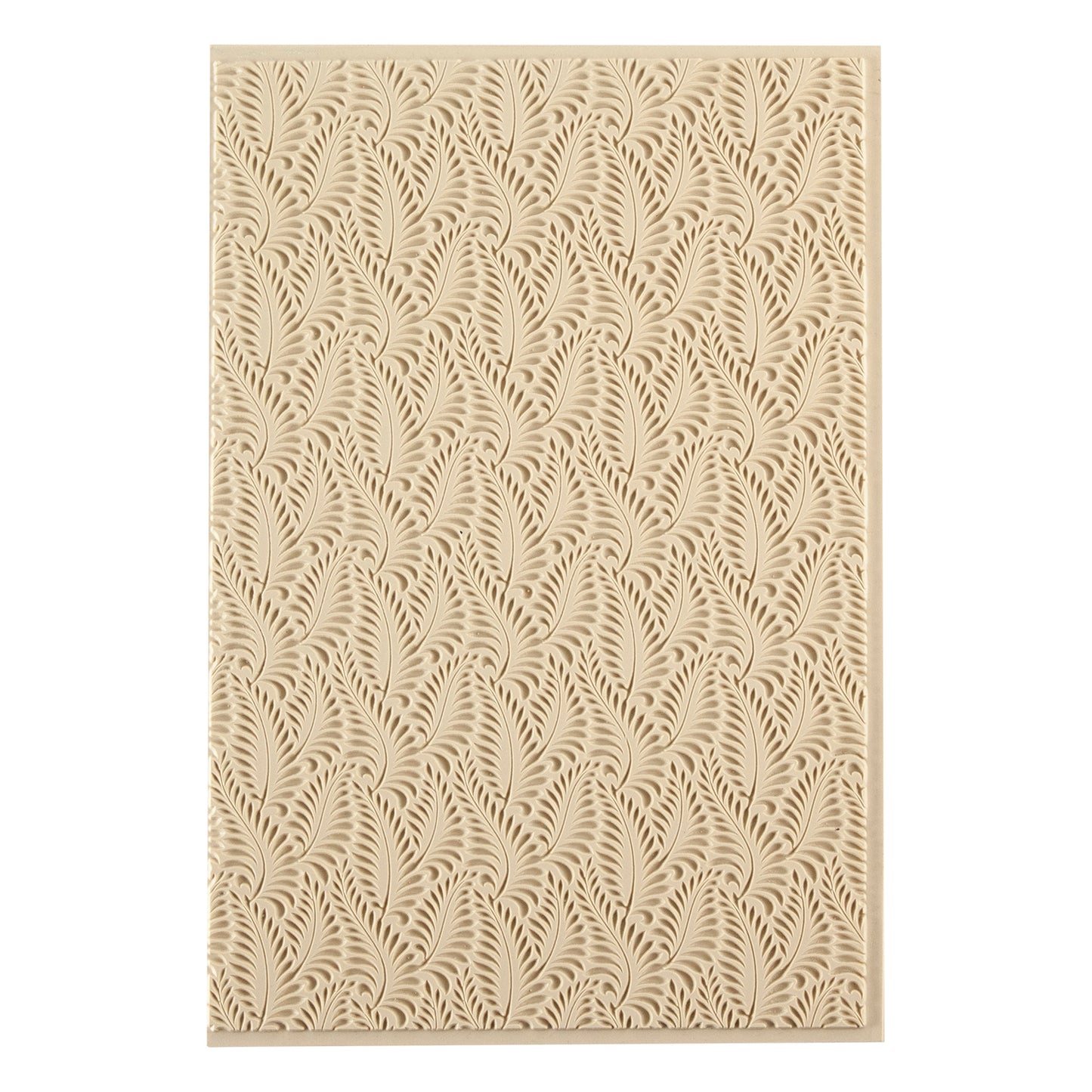 Mega Texture Tile - Crown Fern Embossed. Use to impress texture in soft clays. Mega Texture Tiles are perfect for projects both large and small. Mega Tiles measure 9-1/4" x 6" and are about 7 times larger than Texture Tiles. These textures are flexible, washable and can be used with any soft clay.