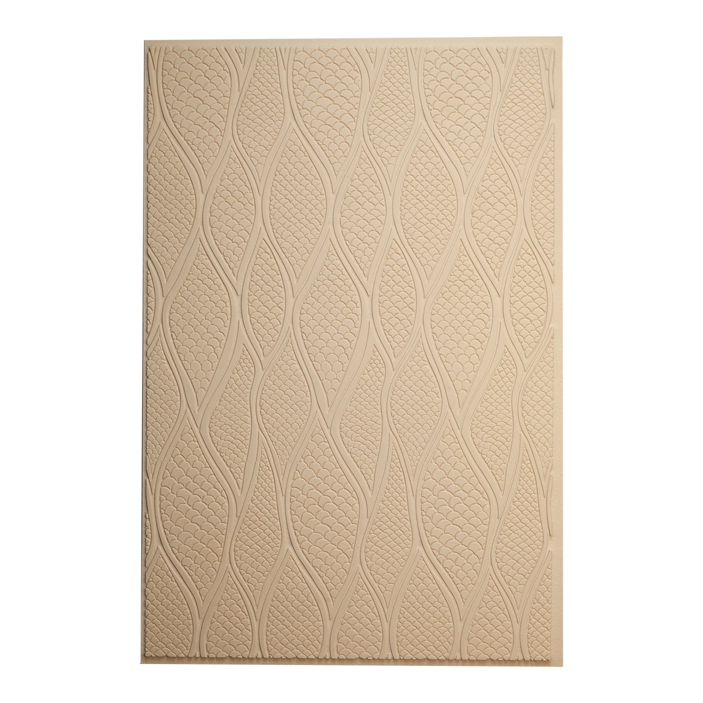 Mega Texture Tile - Be Scaled Embossed. Use to impress texture in soft clays. Mega Texture Tiles are perfect for projects both large and small. Mega Tiles measure 9-1/4" x 6" and are about 7 times larger than Texture Tiles. These textures are flexible, washable and can be used with any soft clay.